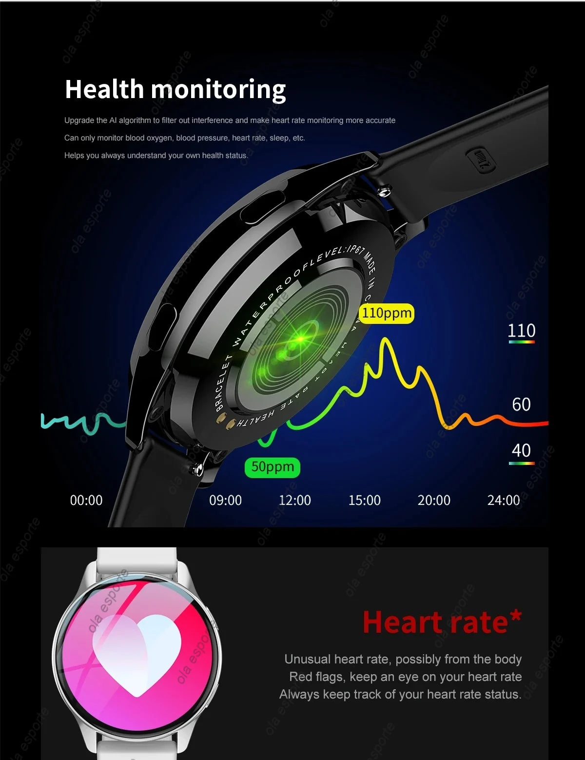 Montre Connectée Kayrox Pro – Cardio, SpO2 & Appels Bluetooth